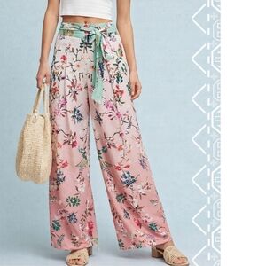 NEW Anthropologie Hemant & Nandita Ombre Floral Wide Leg Pants Size 8
